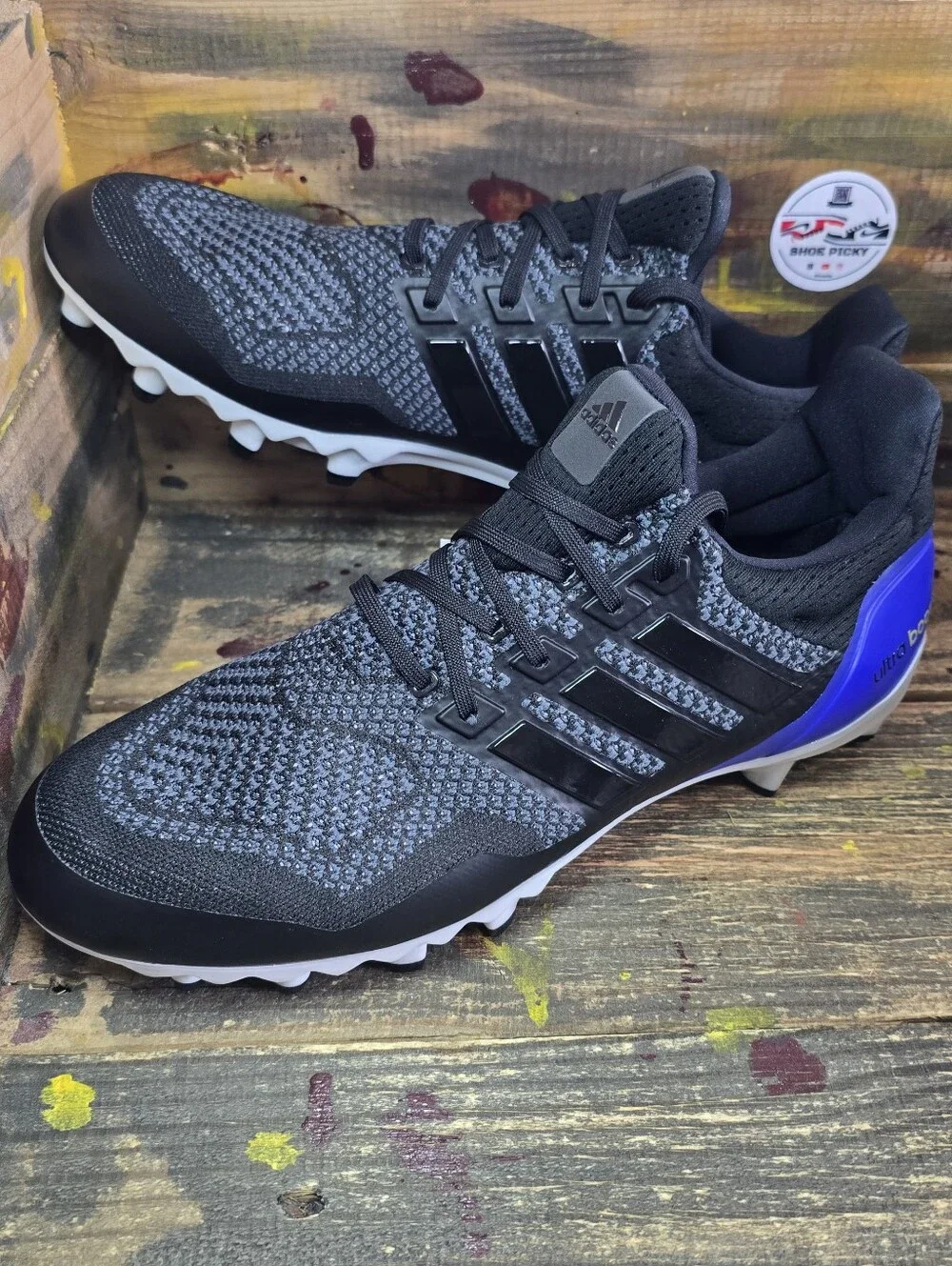 Adidas Ultraboost Football Cleats Black Blue Woven JP7410 Men’s Size 11,12 New